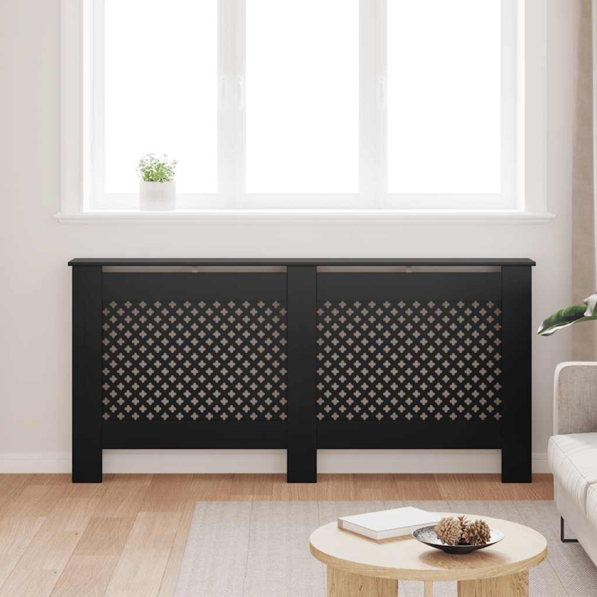 vidaXL Κάλυμμα Καλοριφέρ Μαύρο 172 x 19 x 81 εκ. από MDF