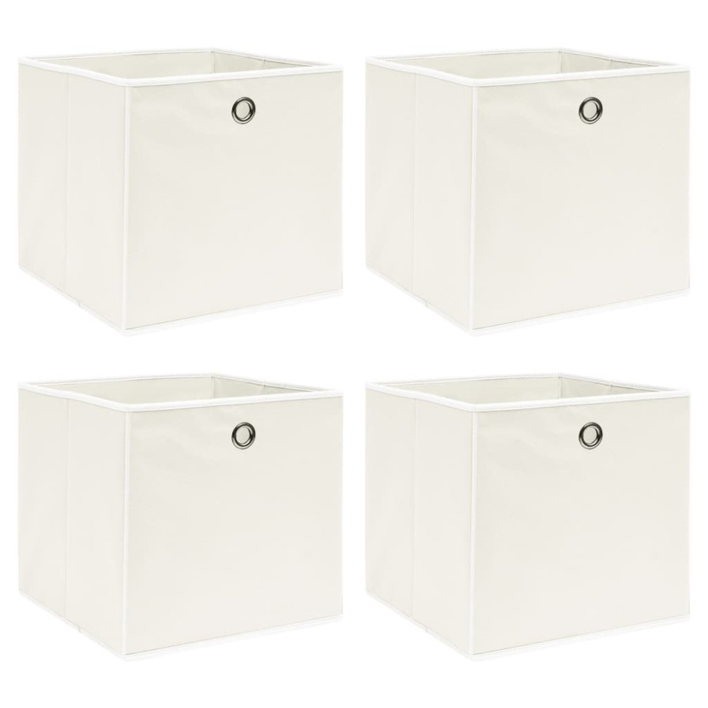 vidaXL Κουτιά Αποθήκευσης 4 τεμ. Λευκά 32 x 32 x 32 εκ. Υφασμάτινα