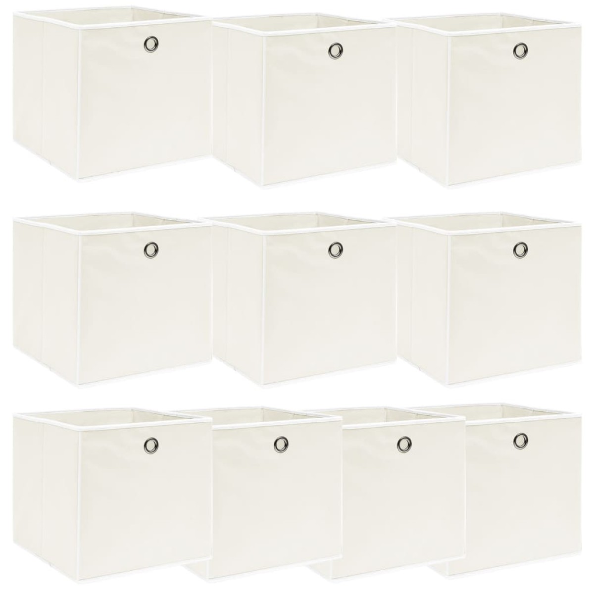 vidaXL Κουτιά Αποθήκευσης 10 τεμ. Λευκά 32 x 32 x 32 εκ. Υφασμάτινα