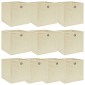 vidaXL Κουτιά Αποθήκευσης 10 τεμ. Κρεμ 32 x 32 x 32 εκ. Υφασμάτινα