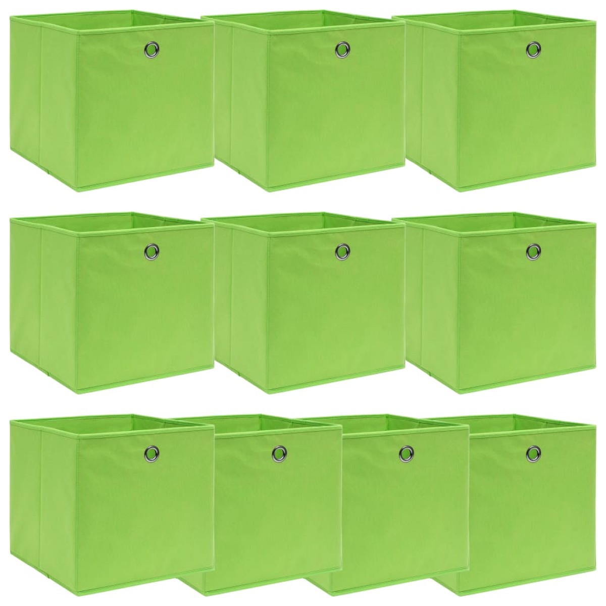 vidaXL Κουτιά Αποθήκευσης 10 τεμ. Πράσινα 32 x 32 x 32 εκ. Υφασμάτινα