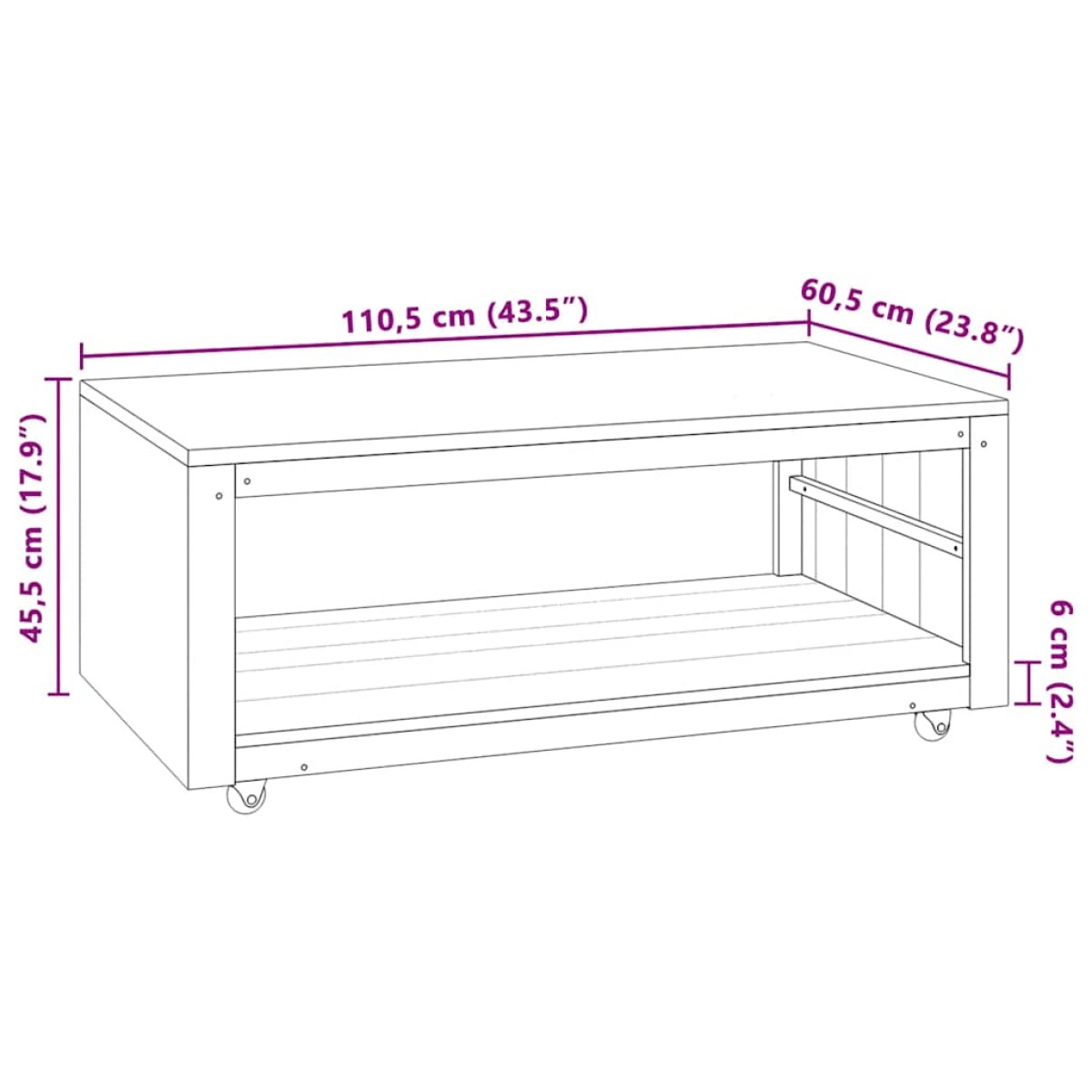vidaXL Τραπεζάκι Σαλονιού 110 x 60 x 40 εκ. από Μασίφ Ξύλο Teak