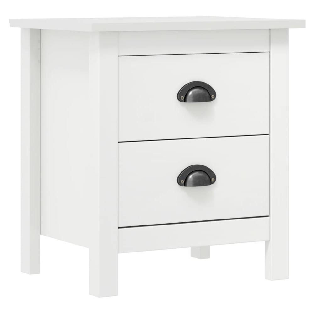 vidaXL Κομοδίνα Hill 2 Τεμ. Λευκά 46x35x49,5 εκ. από Μασίφ Ξύλο Πεύκου