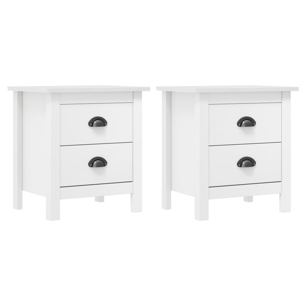 vidaXL Κομοδίνα Hill 2 Τεμ. Λευκά 46x35x49,5 εκ. από Μασίφ Ξύλο Πεύκου