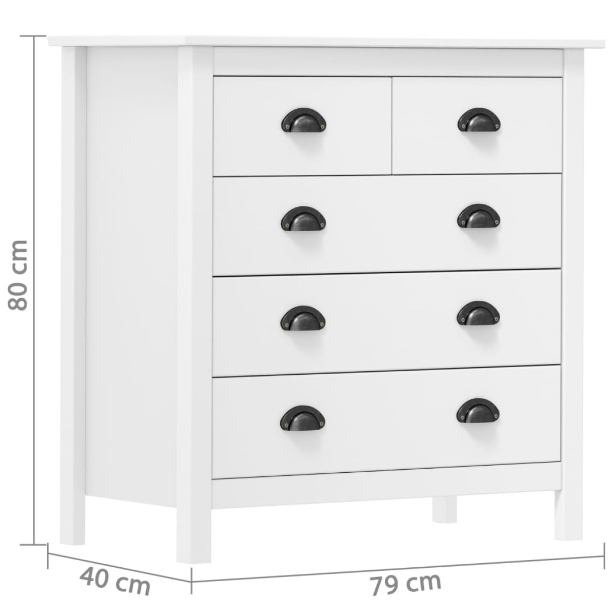 vidaXL Μπουφές Hill Λευκός 79x40x80 εκ. από Μασίφ Ξύλο Πεύκου
