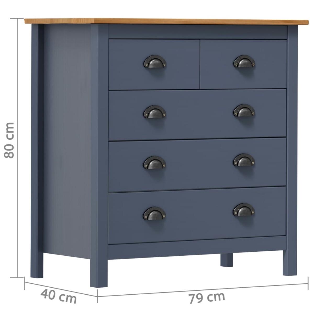 vidaXL Μπουφές Hill Γκρι 79x40x80 εκ. από Μασίφ Ξύλο Πεύκου