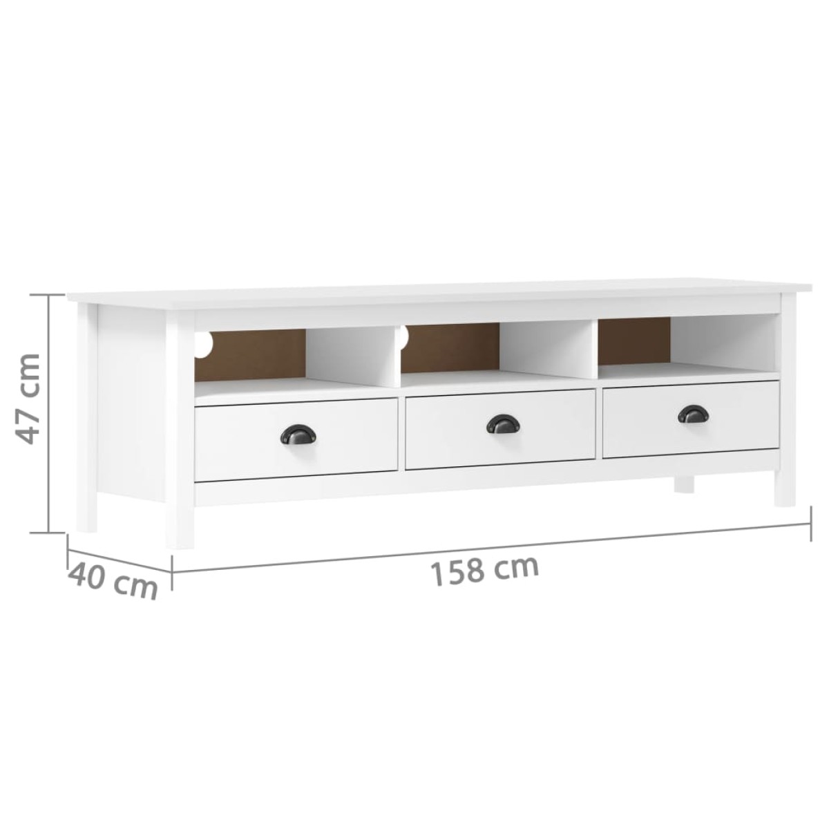 vidaXL Έπιπλο Τηλεόρασης Hill Λευκό 158x40x47 εκ. Ξύλο Πεύκου