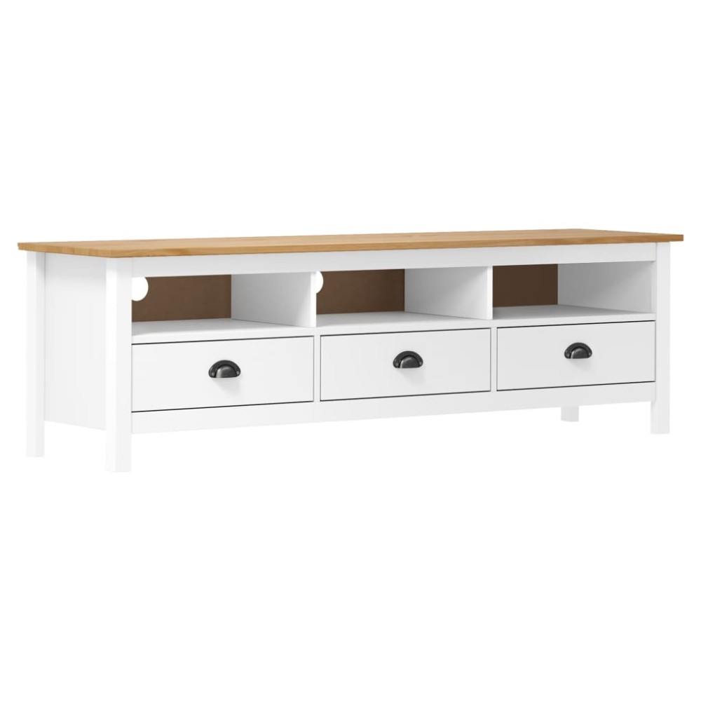vidaXL Έπιπλο Τηλεόρασης Hill Λευκό 158x40x47 εκ. Ξύλο Πεύκου