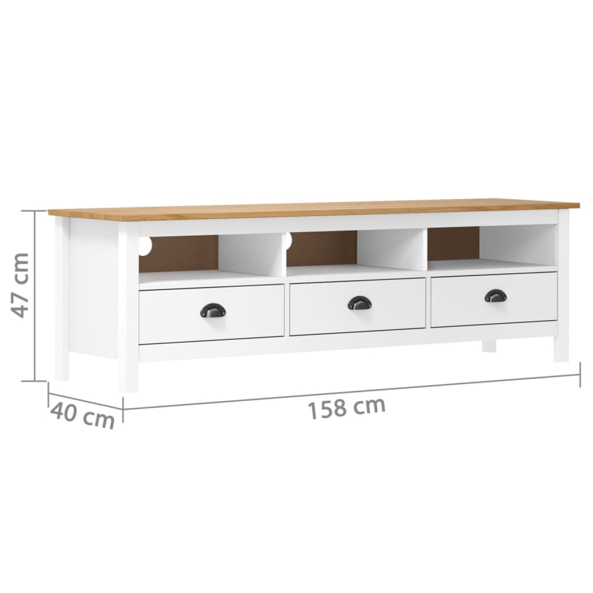 vidaXL Έπιπλο Τηλεόρασης Hill Λευκό 158x40x47 εκ. Ξύλο Πεύκου