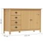 vidaXL Μπουφές Hill Μελί 130x40x80 εκ. από Μασίφ Ξύλο Πεύκου