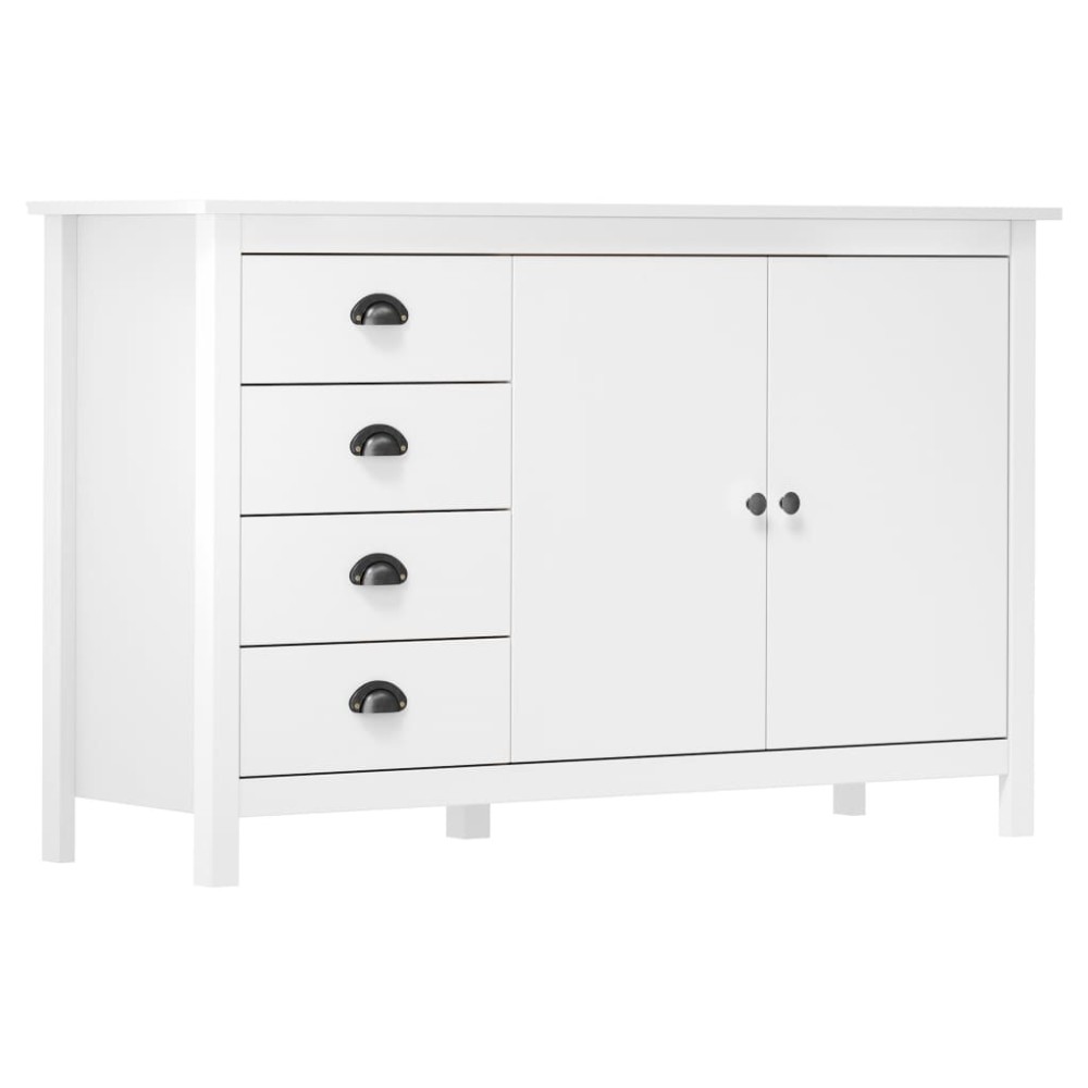 vidaXL Μπουφές Hill Λευκός 130x40x80 εκ. από Μασίφ Ξύλο Πεύκου