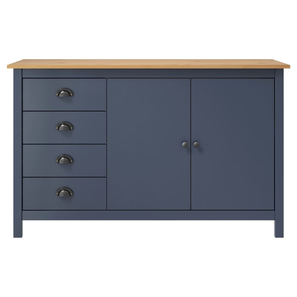 vidaXL Μπουφές Hill Γκρι 130x40x80 εκ. από Μασίφ Ξύλο Πεύκου