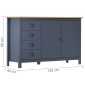 vidaXL Μπουφές Hill Γκρι 130x40x80 εκ. από Μασίφ Ξύλο Πεύκου