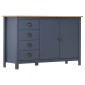 vidaXL Μπουφές Hill Γκρι 130x40x80 εκ. από Μασίφ Ξύλο Πεύκου