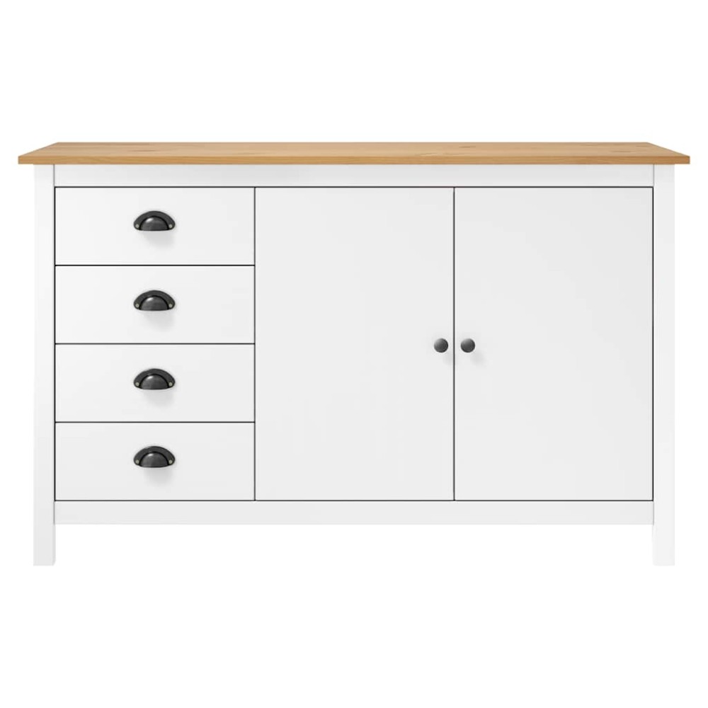 vidaXL Μπουφές Hill Λευκός 130x40x80 εκ. από Μασίφ Ξύλο Πεύκου