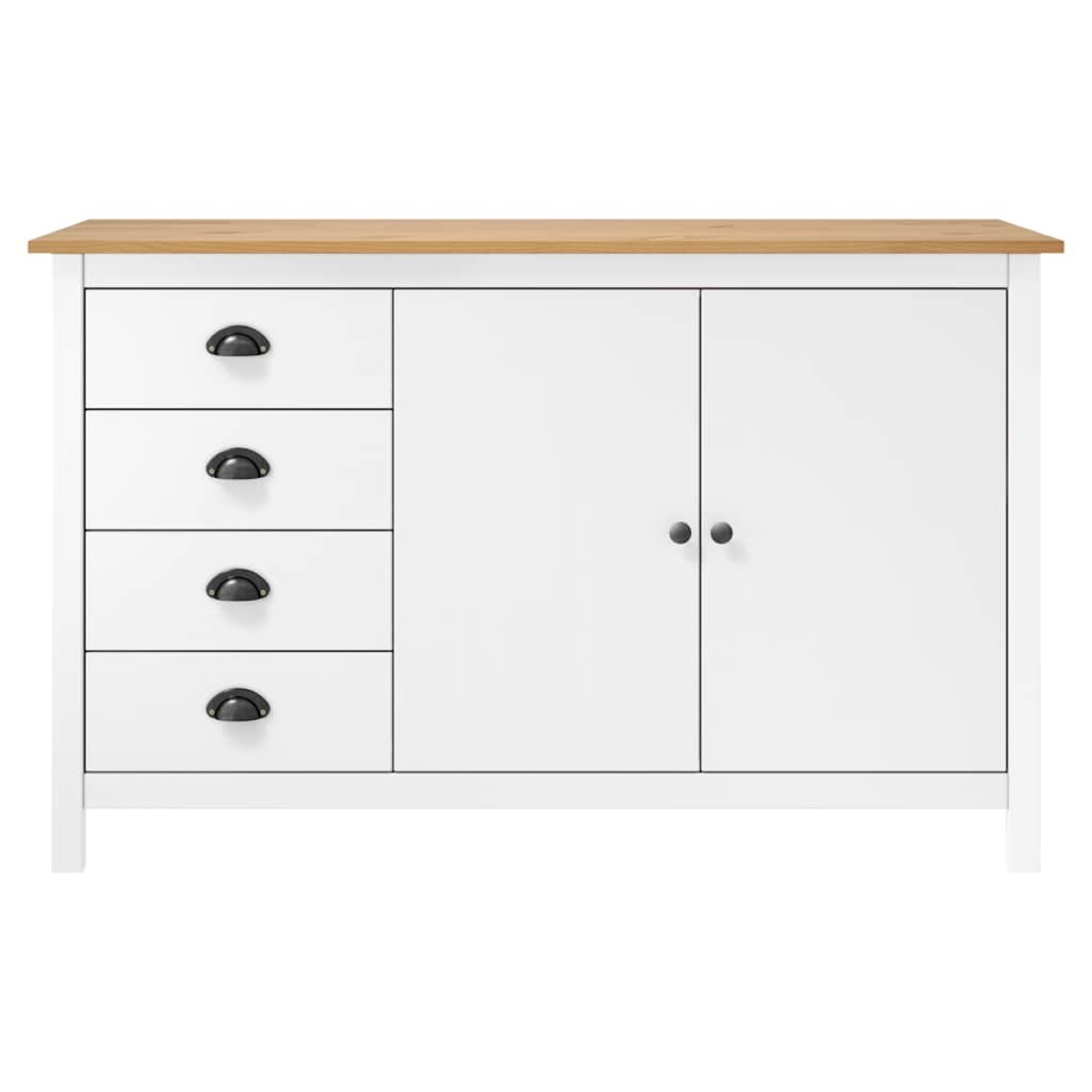 vidaXL Μπουφές Hill Λευκός 130x40x80 εκ. από Μασίφ Ξύλο Πεύκου