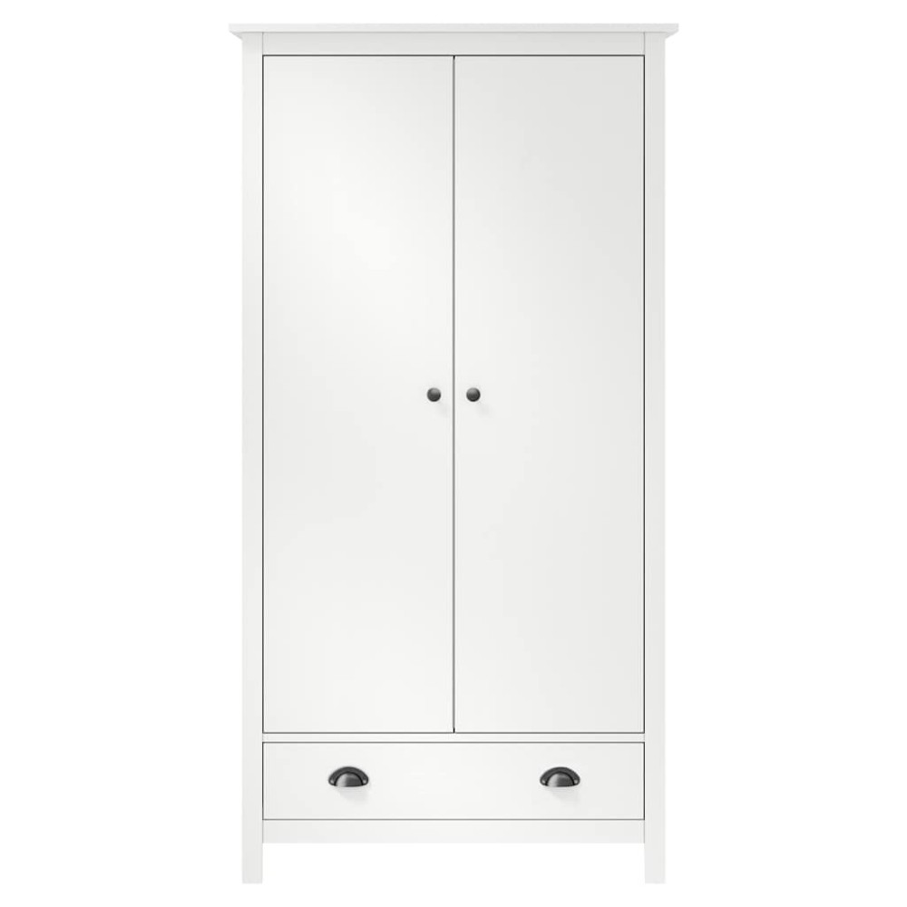vidaXL Ντουλάπα Hill Δίφυλλη Λευκή 89x50x170 εκ. Μασίφ Ξύλο Πεύκου