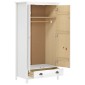 vidaXL Ντουλάπα Hill Δίφυλλη Λευκή 89x50x170 εκ. Μασίφ Ξύλο Πεύκου