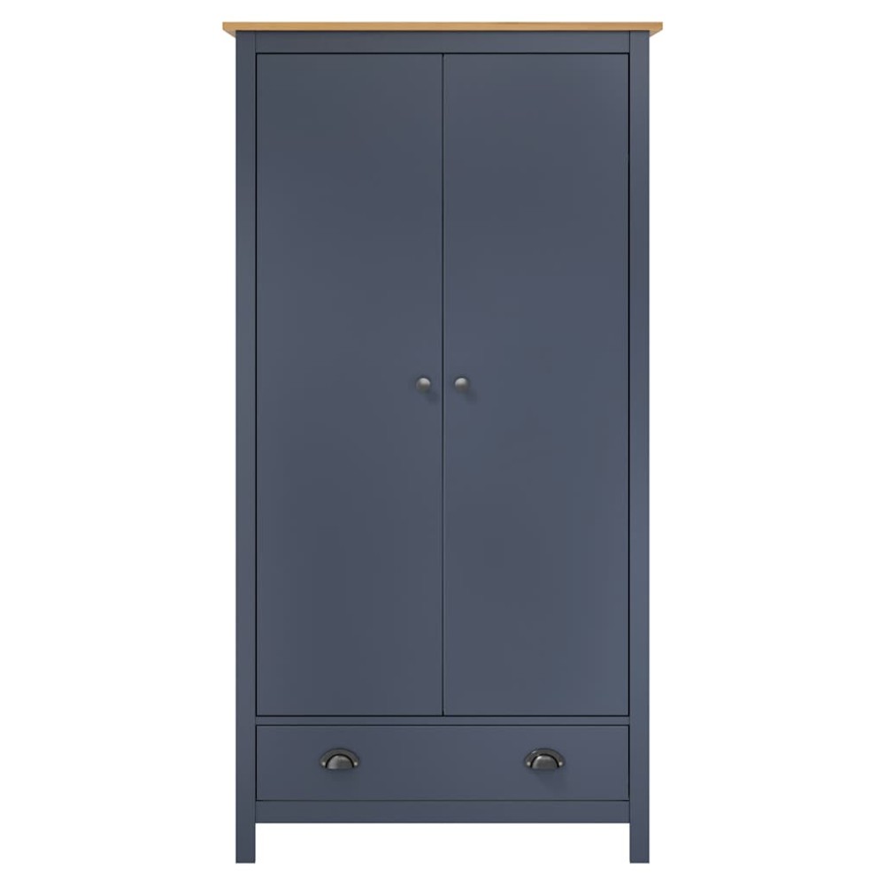 vidaXL Ντουλάπα Hill Δίφυλλη Γκρι 89x50x170 εκ. Μασίφ Ξύλο Πεύκου