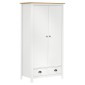 vidaXL Ντουλάπα Hill Δίφυλλη Λευκή 89x50x170 εκ. Μασίφ Ξύλο Πεύκου