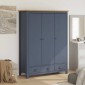 vidaXL Ντουλάπα Hill Τρίφυλλη Γκρι 127x50x170 εκ. Μασίφ Ξύλο Πεύκου