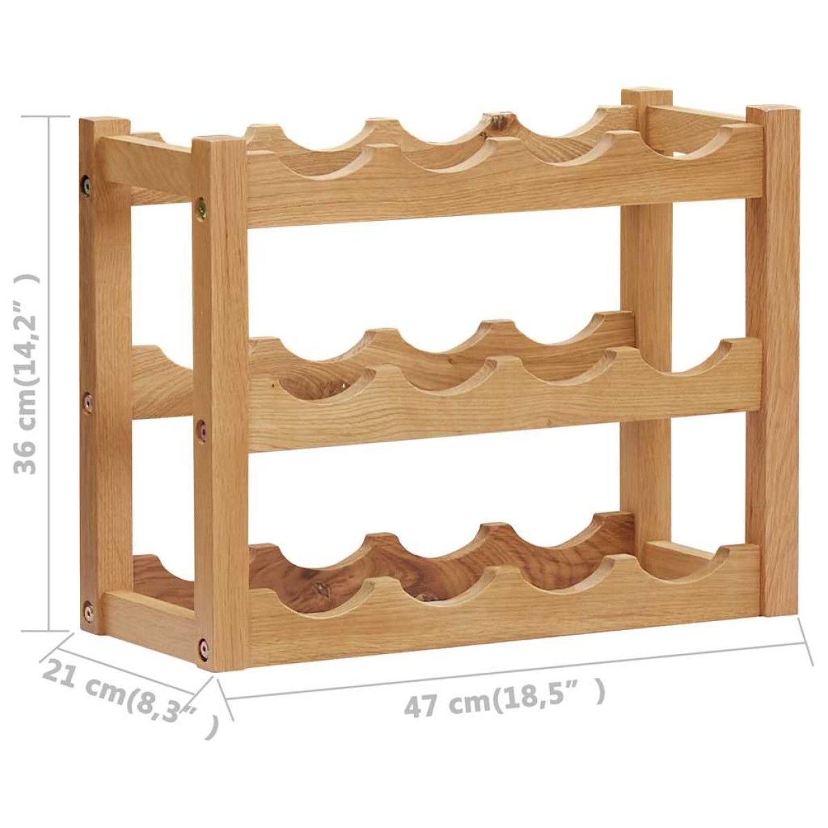 vidaXL Κάβα Κρασιών για 12 Φιάλες 47x21x36 εκ. από Μασίφ Ξύλο Δρυός