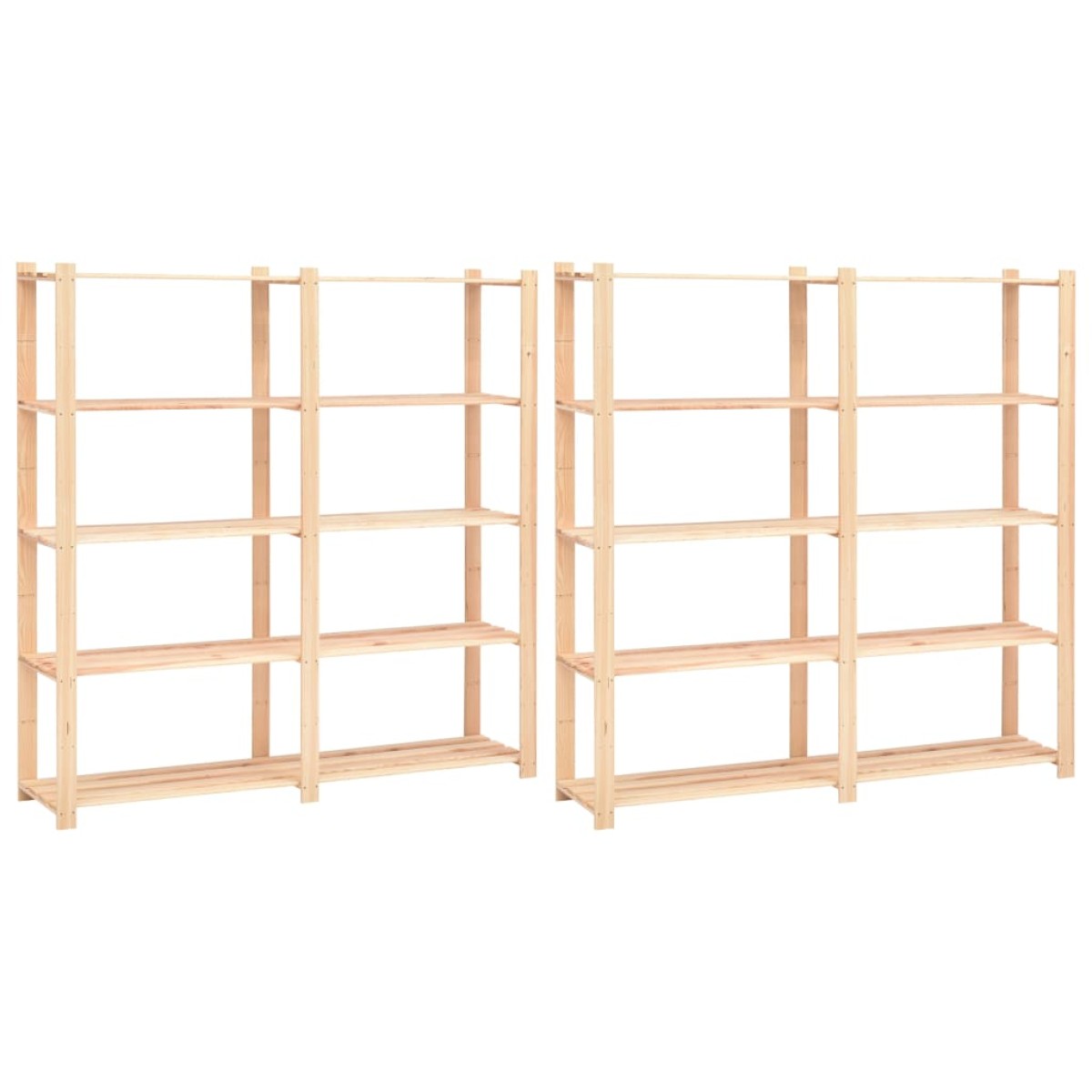 vidaXL Ραφιέρες 5 Επιπέδων 2 τεμ 500 κ 170x38x170 εκ Μασίφ Ξύλο Πεύκου