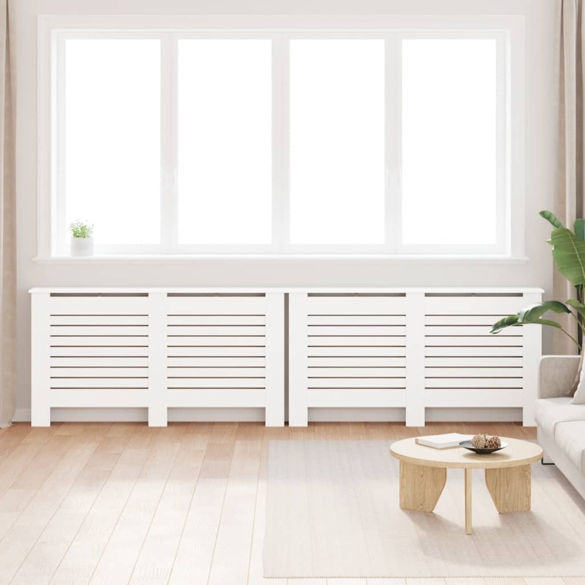 vidaXL Καλύμματα Καλοριφέρ 2 τεμ. Λευκά 152 x 19 x 81,5 εκ. από MDF
