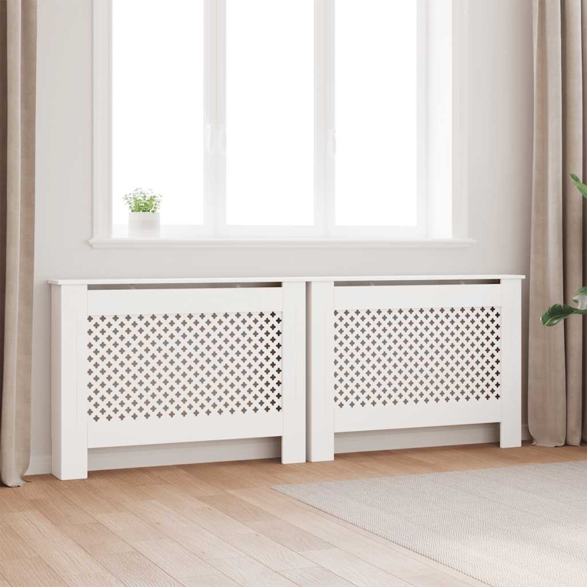 vidaXL Καλύμματα Καλοριφέρ 2 τεμ. Λευκά 112 x 19 x 81,5 εκ. από MDF