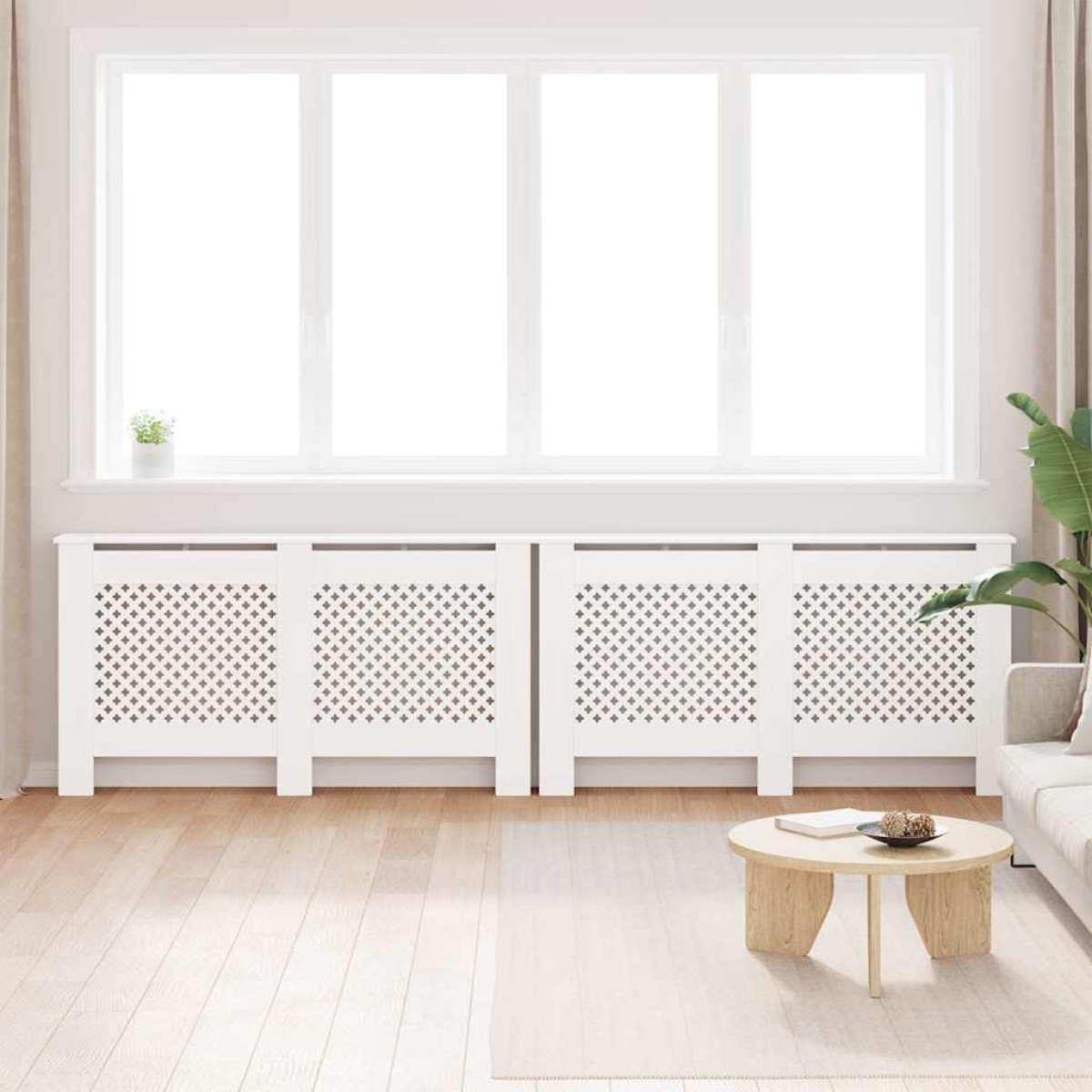 vidaXL Καλύμματα Καλοριφέρ 2 τεμ. Λευκά 152 x 19 x 81,5 εκ. από MDF