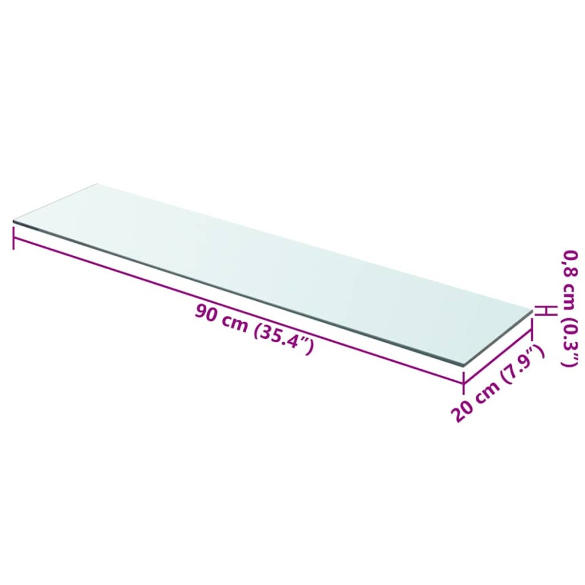 vidaXL Ράφια Πάνελ 2 τεμ. Διάφανα 90 x 20 εκ. Γυάλινα