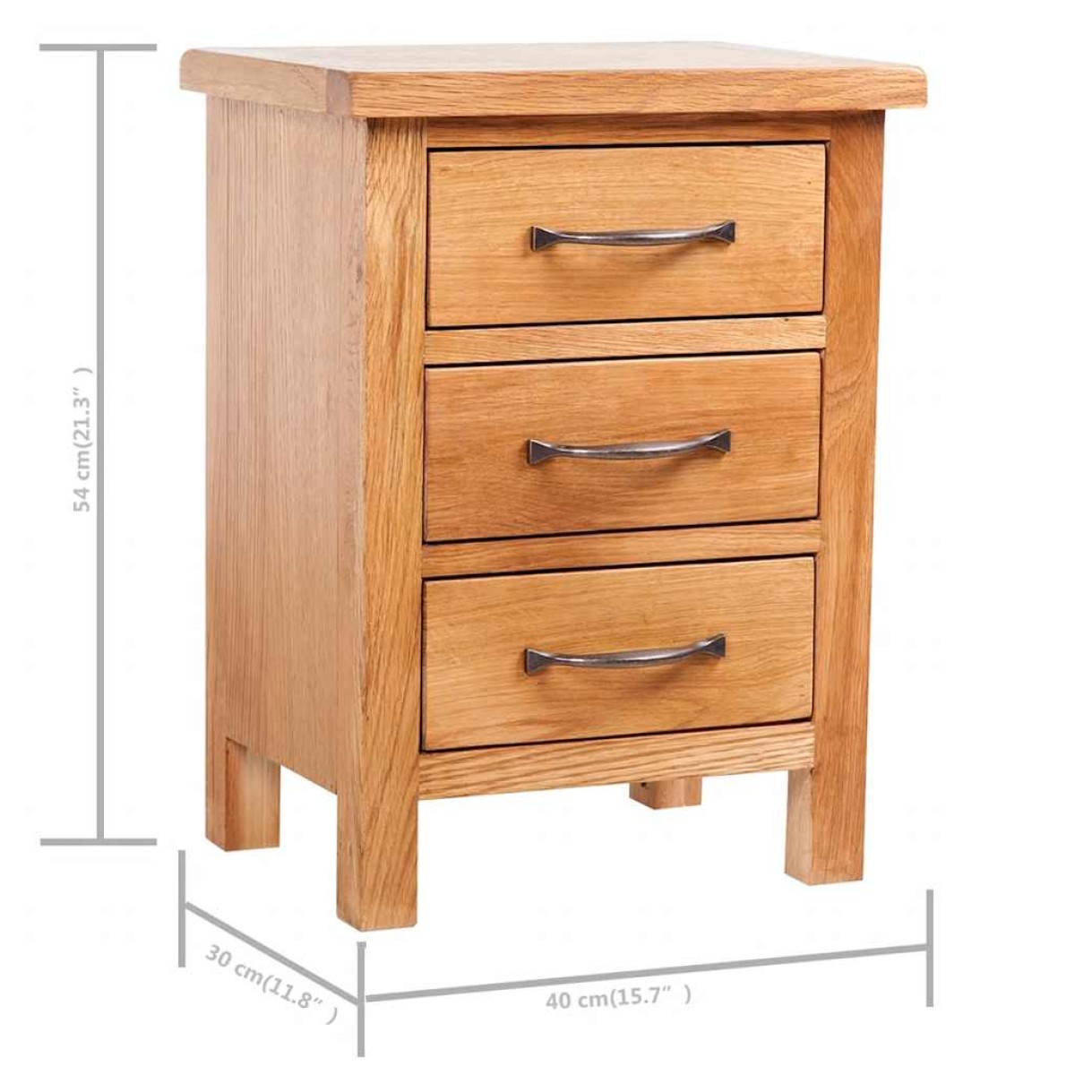 vidaXL Κομοδίνα 2 τεμ. 40 x 30 x 54 εκ. από Μασίφ Ξύλο Δρυός
