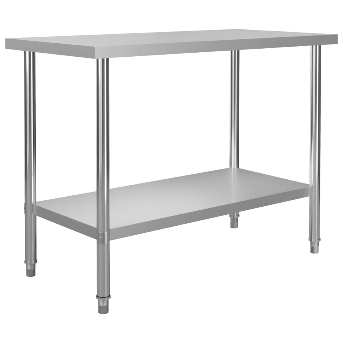 vidaXL Τραπέζι Εργασίας Κουζίνας με Ράφι 120x60x120 εκ. Ανοξ. Ατσάλι