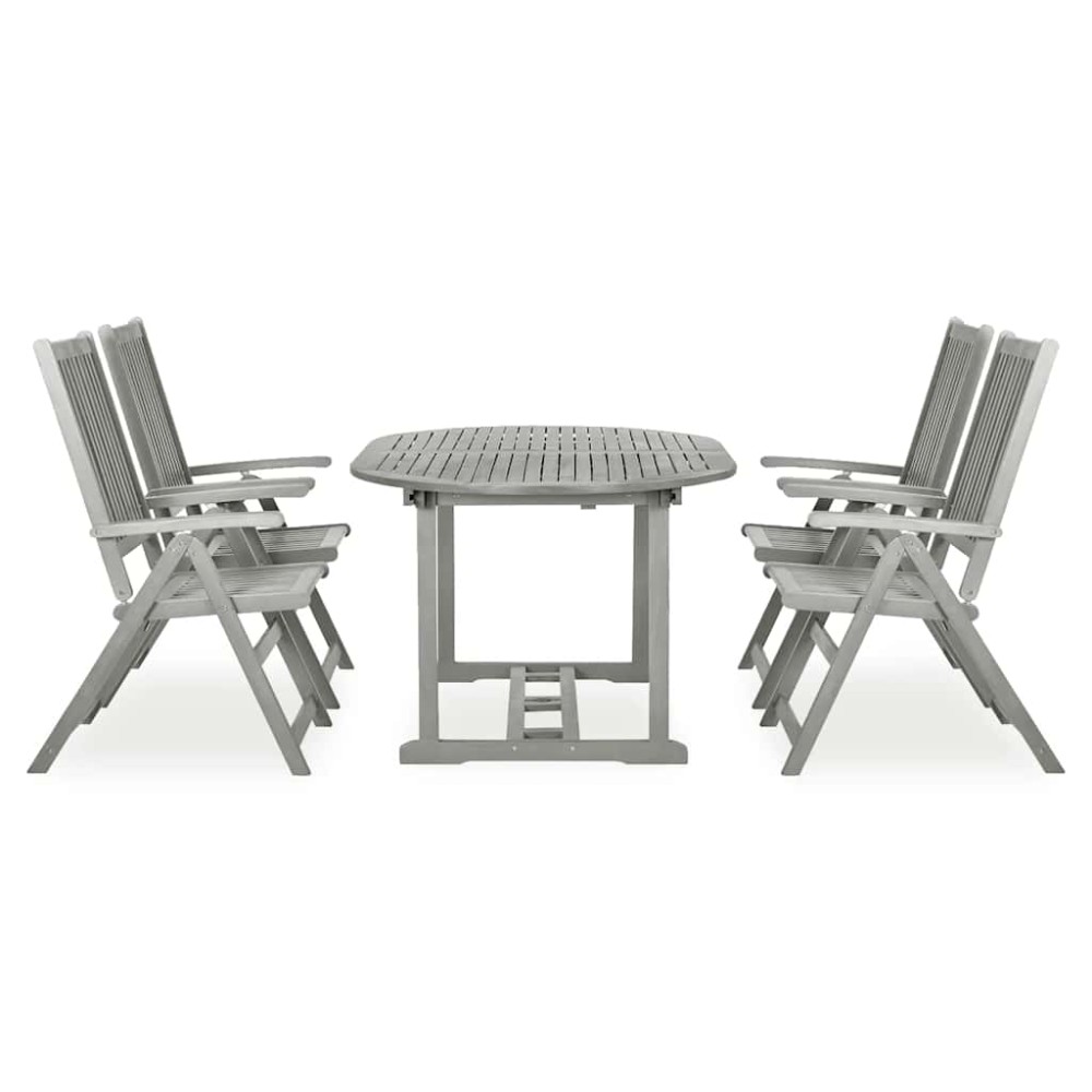 vidaXL Σετ Τραπεζαρίας Κήπου 5 Τεμαχίων (150-200) x 100 εκ. από Μασίφ Ξύλο Ακακίας Γκρι