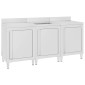 vidaXL Λάντζα Κλειστή με Ερμάριο 180 x 60 x 96 εκ. Ανοξείδωτο Ατσάλι