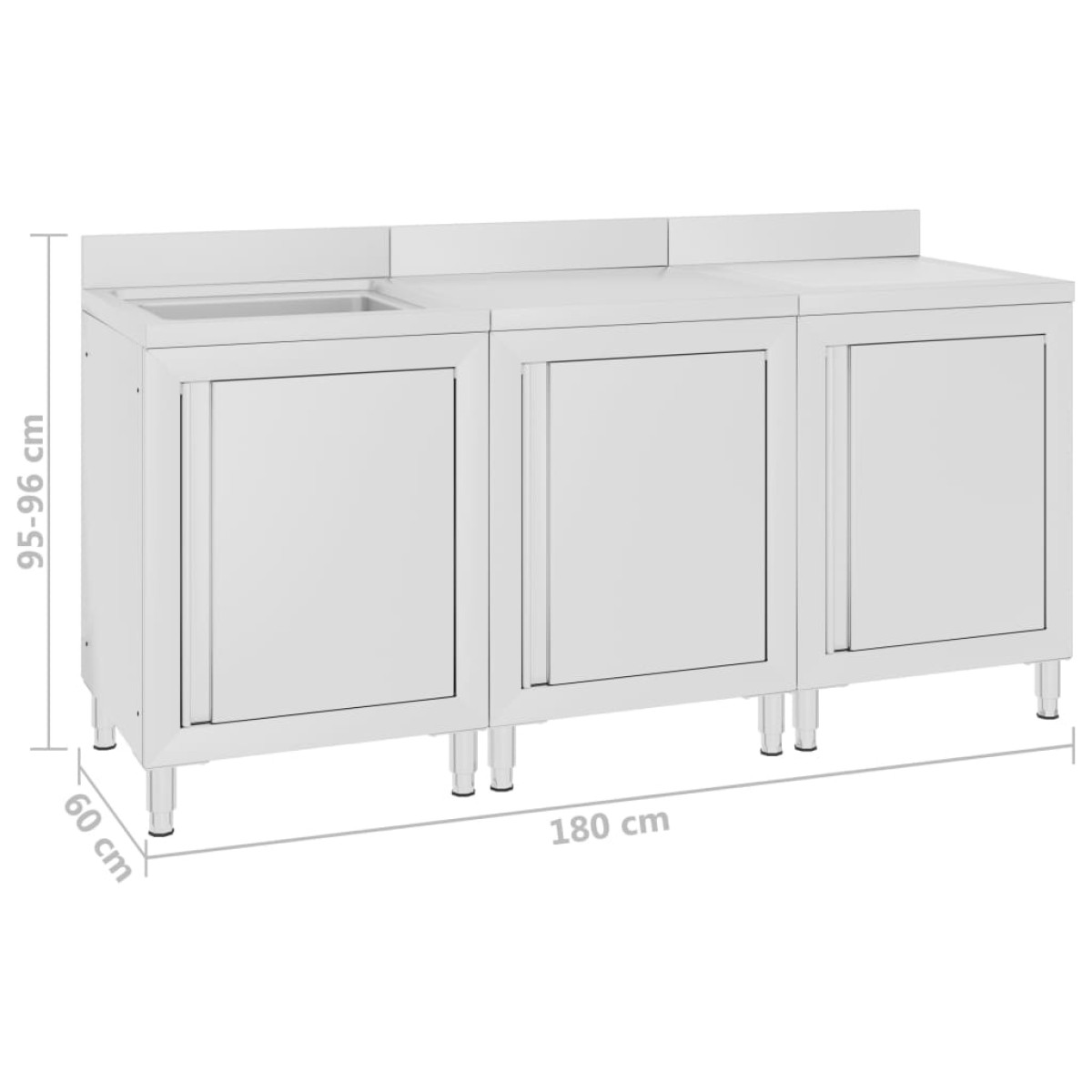 vidaXL Λάντζα Κλειστή με Ερμάριο 180 x 60 x 96 εκ. Ανοξείδωτο Ατσάλι