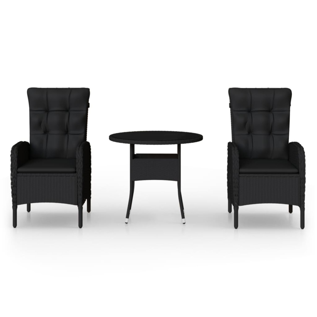 vidaXL Σετ Επίπλων Bistro Κήπου 3 τεμ. Μαύρο από Συνθετικό Ρατάν