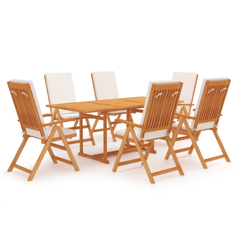 vidaXL Σετ Τραπεζαρίας Κήπου 7 Τεμ. από Μασίφ Ξύλο Teak με Μαξιλάρια