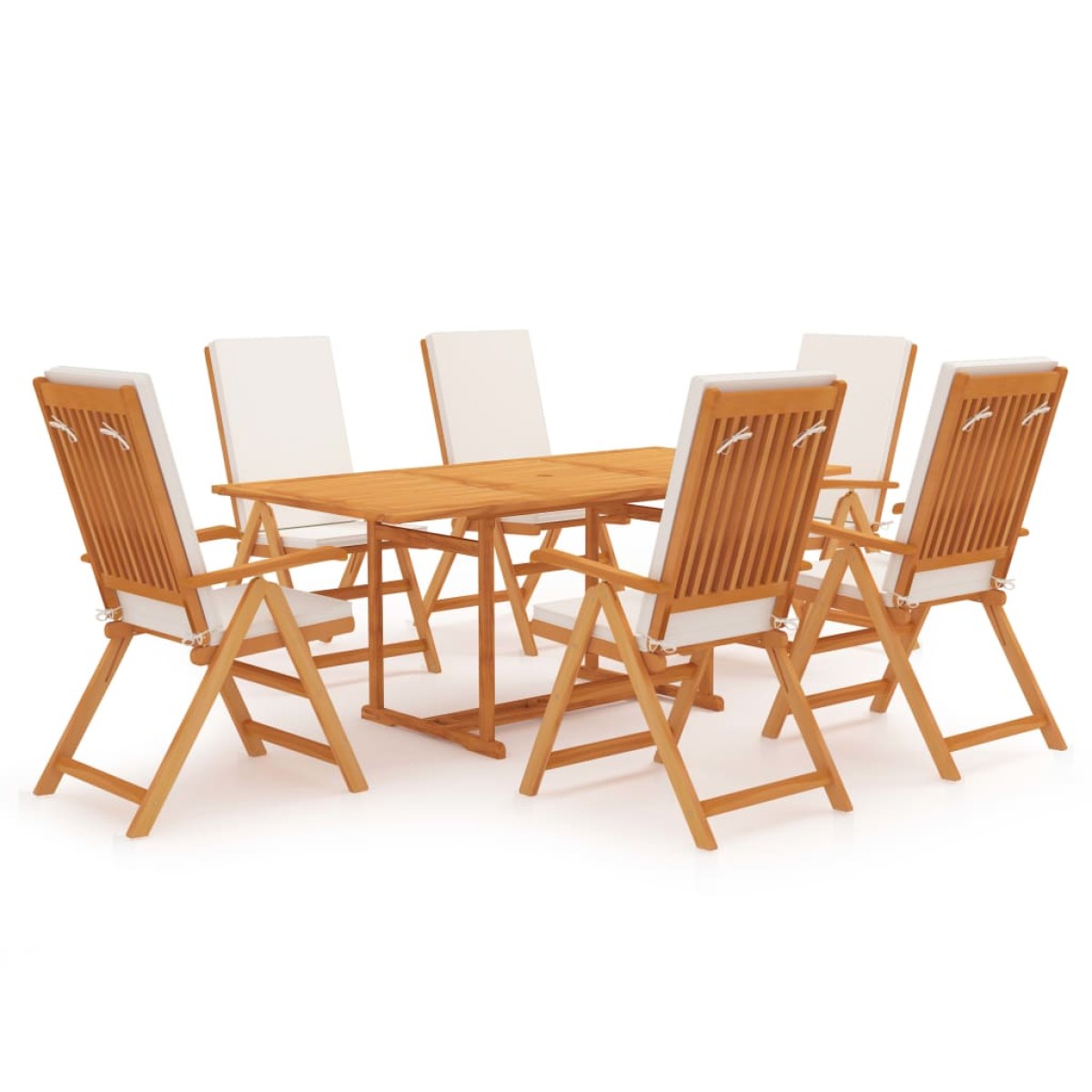 vidaXL Σετ Τραπεζαρίας Κήπου 7 Τεμ. από Μασίφ Ξύλο Teak με Μαξιλάρια