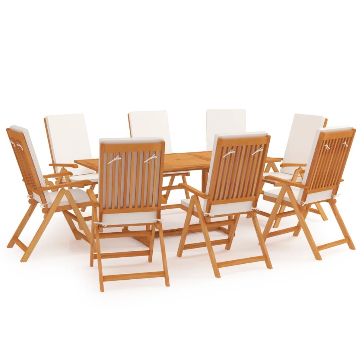 vidaXL Σετ Τραπεζαρίας Κήπου 9 Τεμ. από Μασίφ Ξύλο Teak με Μαξιλάρια