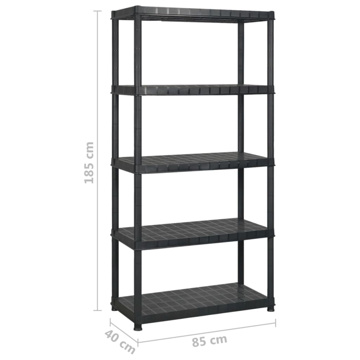 vidaXL Ραφιέρα Αποθήκευσης 5 Επιπέδων Μαύρη 170 x 40 x 185 εκ Πλαστική