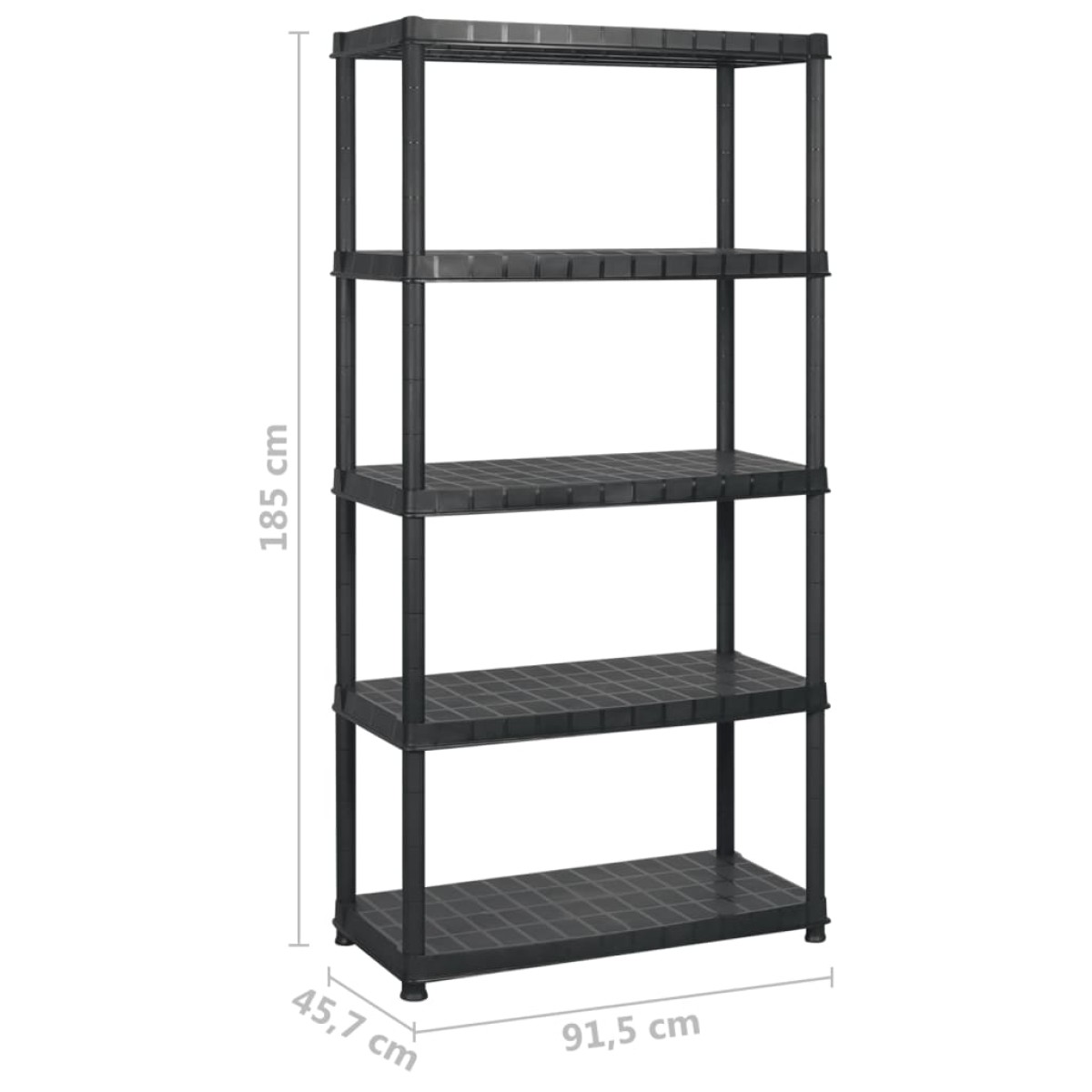 vidaXL Ραφιέρα Αποθήκευσης 5 Επιπέδων Μαύρη 183x45,7x185 εκ. Πλαστική