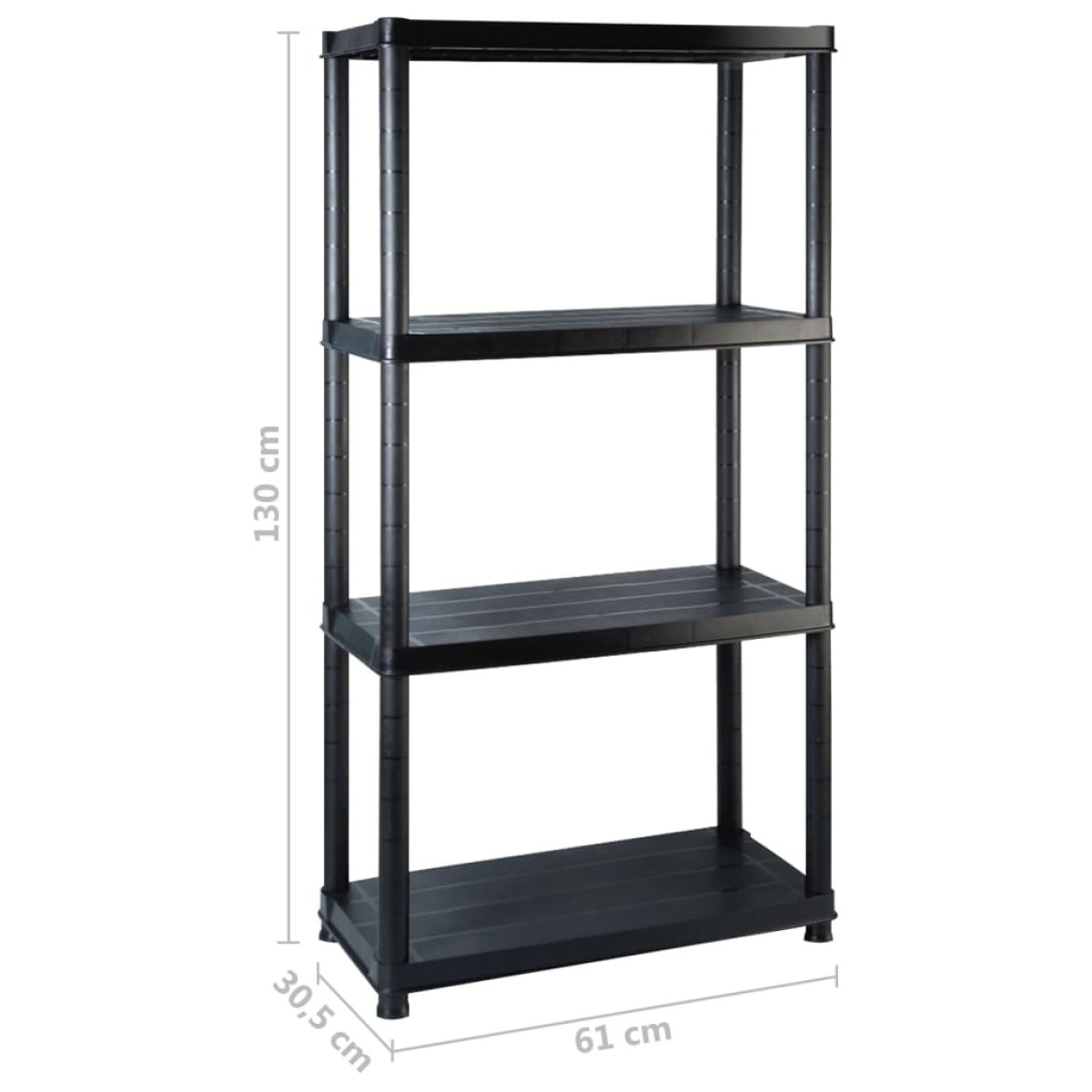 vidaXL Ραφιέρα Αποθήκευσης 4 Επιπέδων Μαύρη 183x30,5x130 εκ. Πλαστική