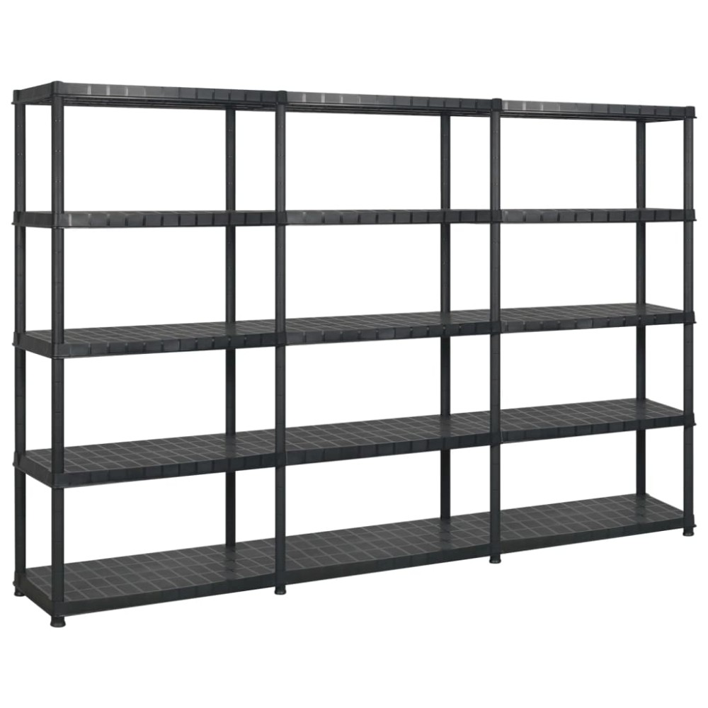 vidaXL Ραφιέρα Αποθήκευσης 5 Επιπέδων Μαύρη 274,5x45,7x185 εκ Πλαστική