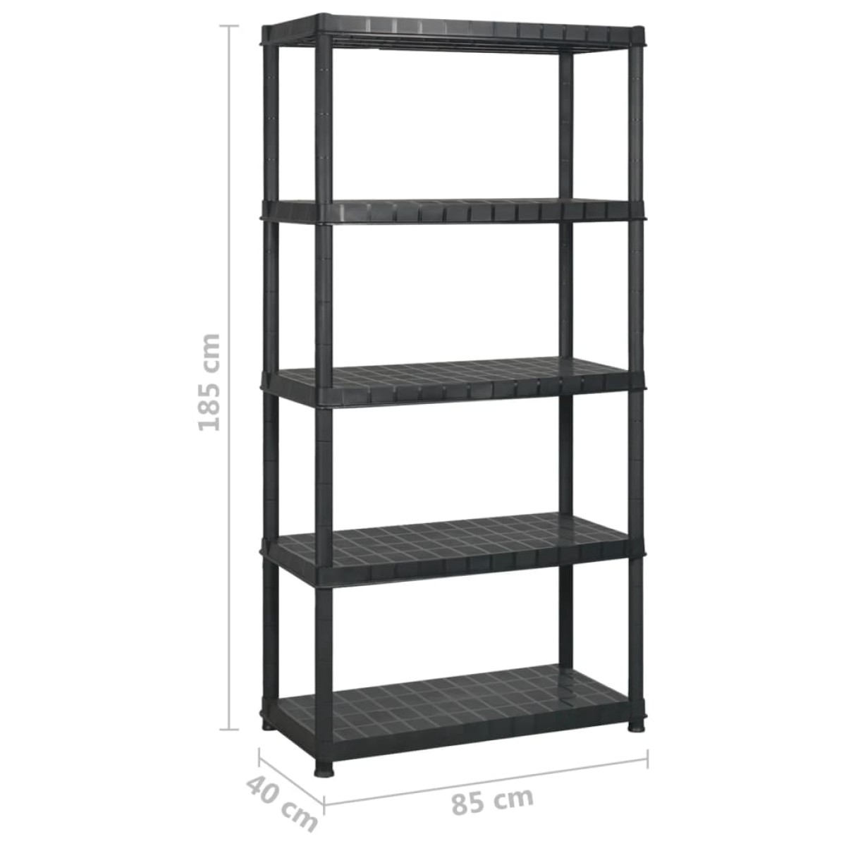 vidaXL Ραφιέρα Αποθήκευσης 5 Επιπέδων Μαύρη 340x40x185 εκ. Πλαστική