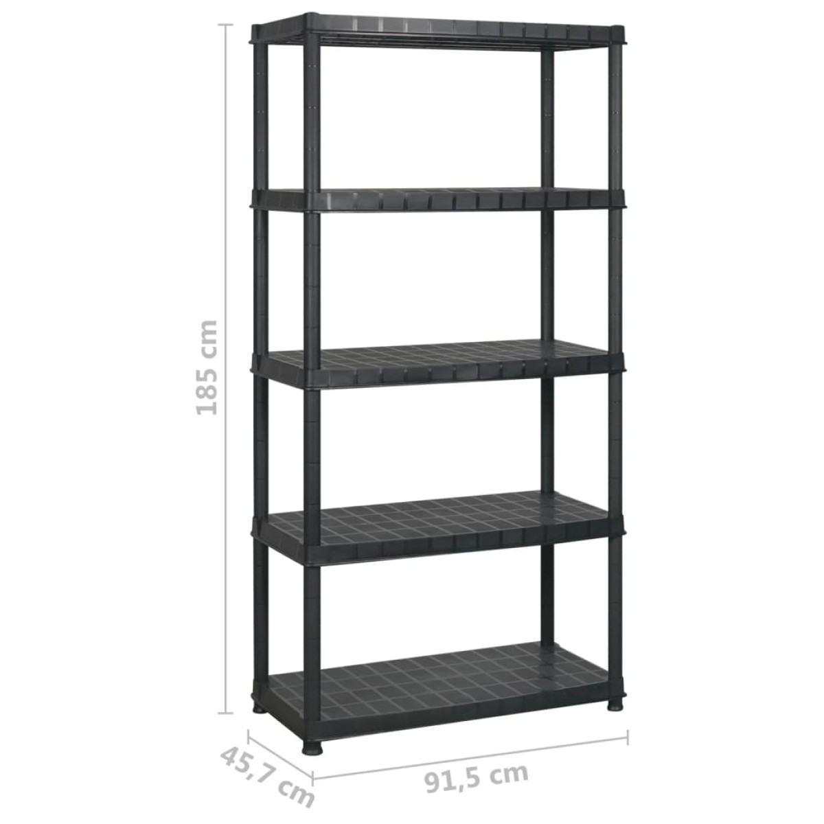 vidaXL Ραφιέρα Αποθήκευσης 5 Επιπέδων Μαύρη 366x45,7x185 εκ. Πλαστική