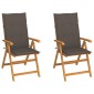 vidaXL Καρέκλες Κήπου 2 τεμ. από Μασίφ Ξύλο Teak με Taupe Μαξιλάρια