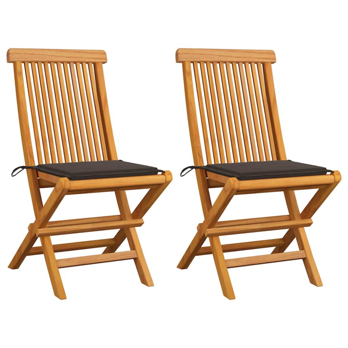 vidaXL Καρέκλες Κήπου 2 τεμ. από Μασίφ Ξύλο Teak με Taupe Μαξιλάρια