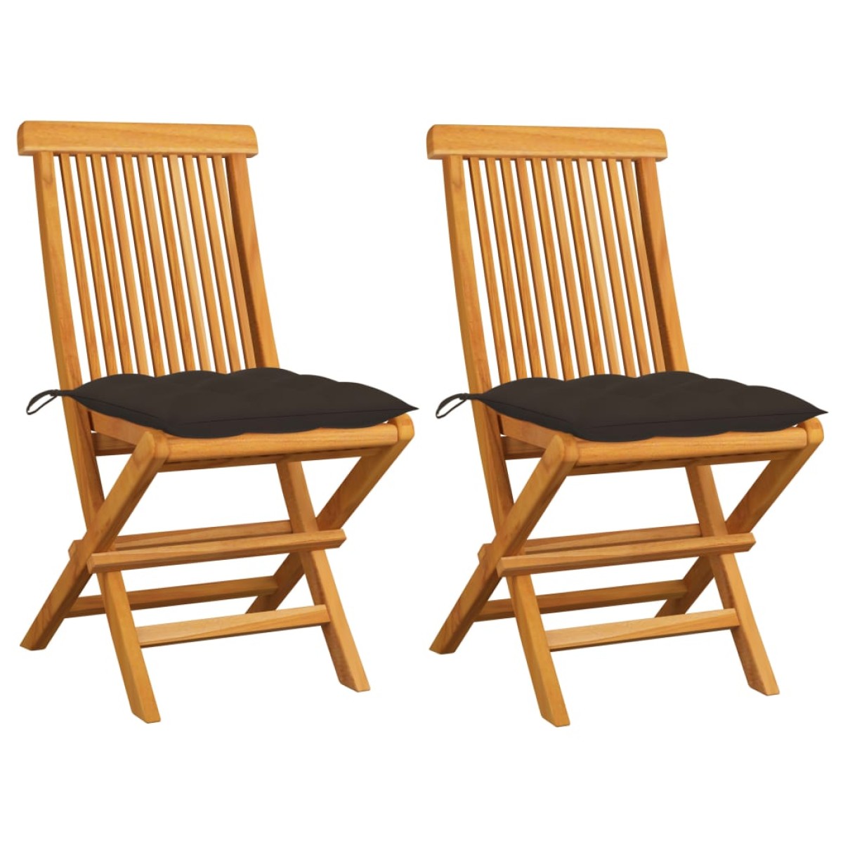 vidaXL Καρέκλες Κήπου 2 τεμ. από Μασίφ Ξύλο Teak με Taupe Μαξιλάρια