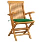 vidaXL Καρέκλες Κήπου 6 τεμ. από Μασίφ Ξύλο Teak με Πράσινα Μαξιλάρια